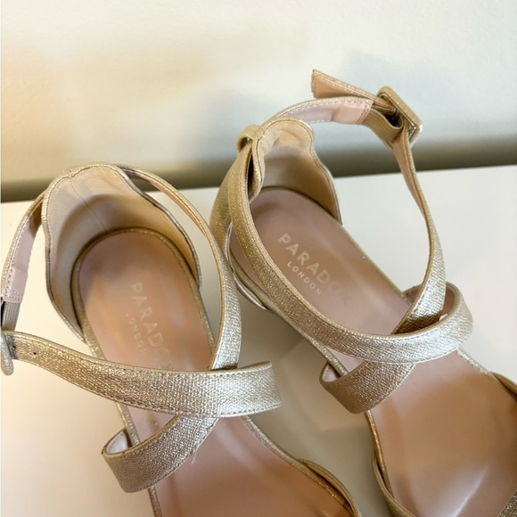 Paradox London Jagger Champagne gold shimmer size 8 new wedge heel - Picture 3 of 6